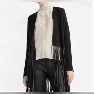 GUC Zara Black Fringe Cardigan Size S as seen on Olivia Palermo